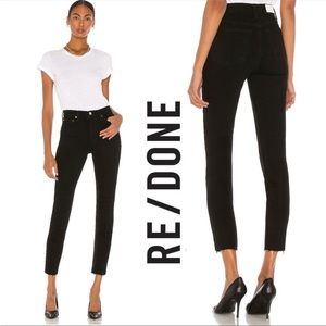 RE/DONE Originals High Rise Ankle Crop Jeans in Black , 27